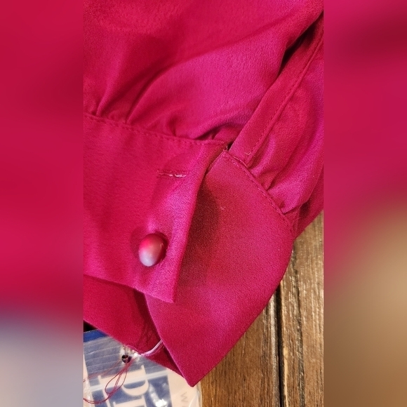 Pendleton classic chiffon style pleated maroonlong sleeve button down blouse 14 - Picture 12 of 16